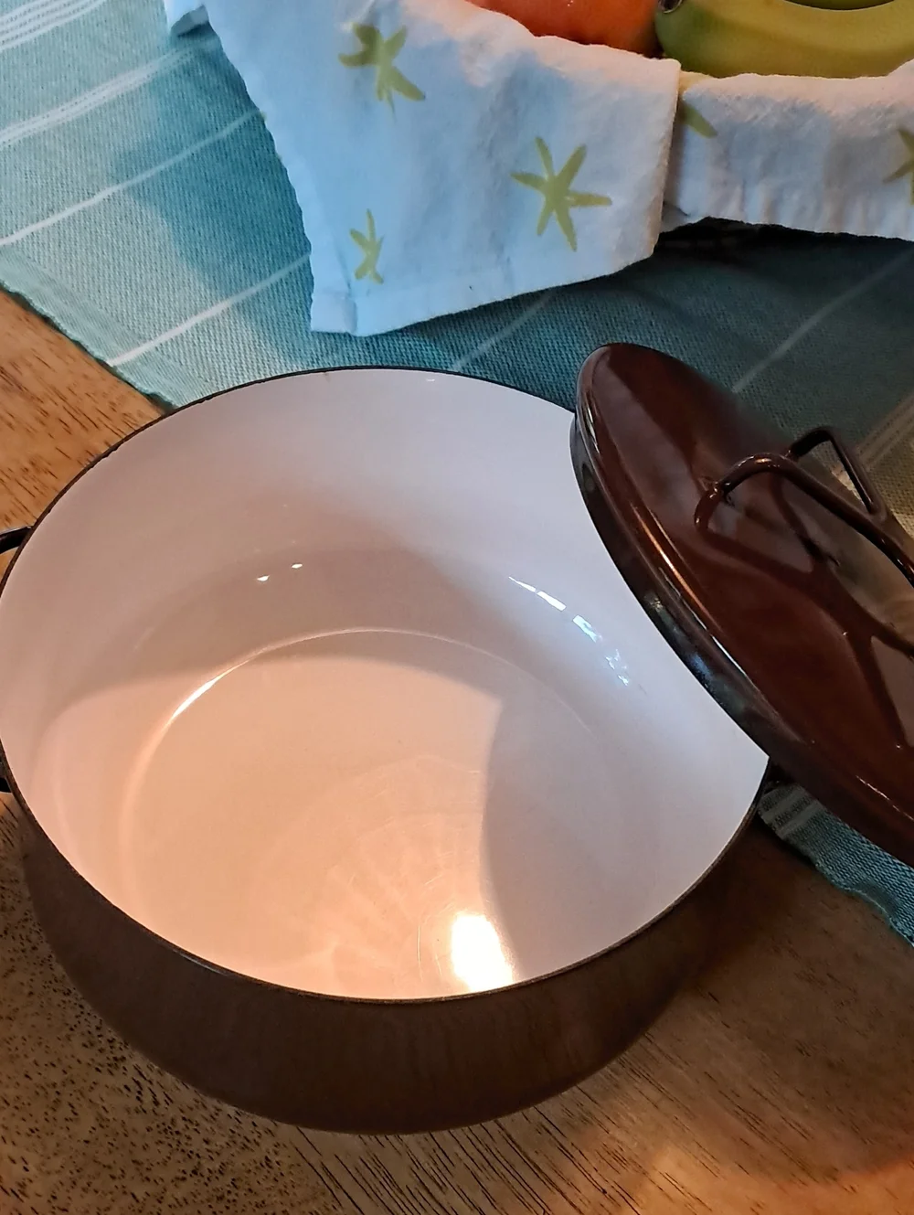 Dansk Brown Enamel Covered Casserole with Handles